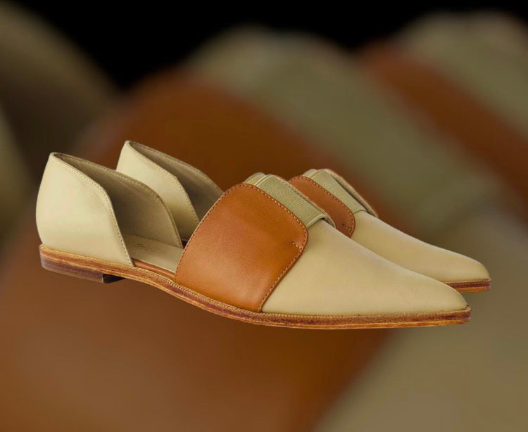 Mocasine Stefannia - Beige and Camel