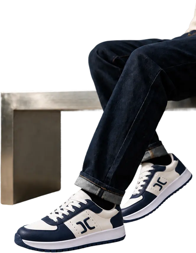 Zapatilla Nova Biocuero azul y blanca